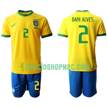 Brasile Dani Alves 2 Bambino Maglia Prima 2020 Manica Corta (+ Pantaloncini)